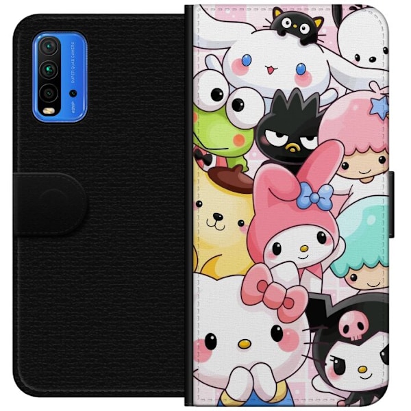 Xiaomi Redmi Note 9 4G Tegnebogsetui Kawaii Sanrio Crew