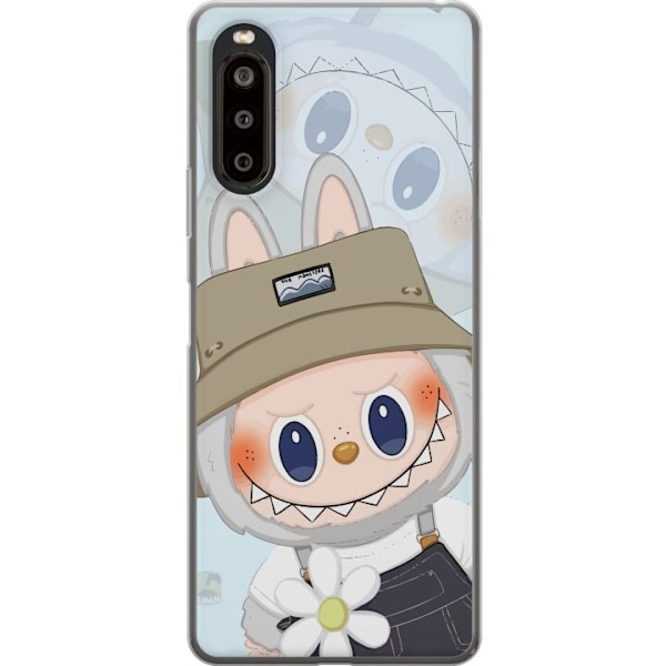Sony Xperia 10 II Gennemsigtig cover Labubu med hat - Pop Mart figur Mr. Butcher i retro-stil med karakter