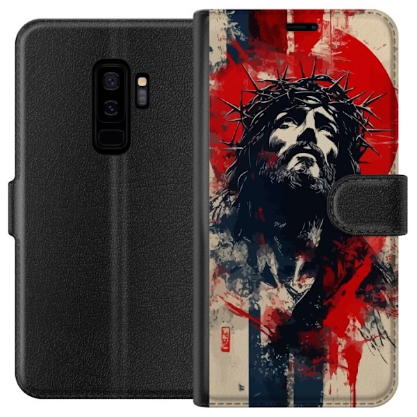 Samsung Galaxy S9+ Tegnebogsetui Jesus med kors - kristent mot