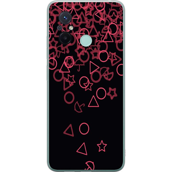 Xiaomi Redmi 12C Genomskinligt Skal Squid Game Ikoner Serie Design Populärt TV Spel Ikoner Grafiskt Motiv Asiatisk Trend Dramaserie