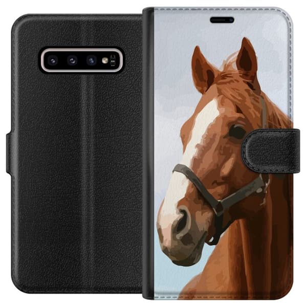 Kompatibelt Lommeboketui til Samsung Galaxy S10+ Hest