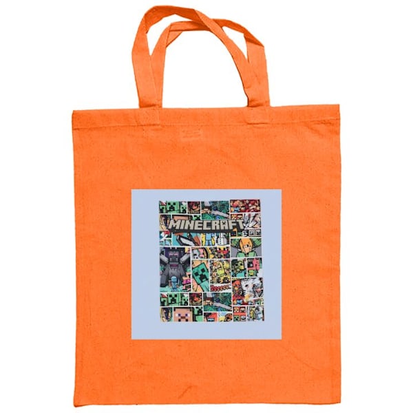Mulepose | Holdbar Indkøbstaske i Stof Minecraft Kunst Orange one size