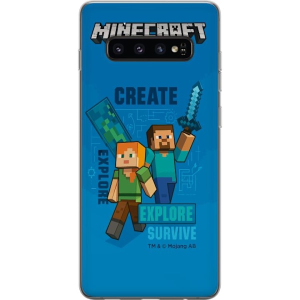 Samsung Galaxy S10 Läpinäkyvä kuori Minecraft Luolastot