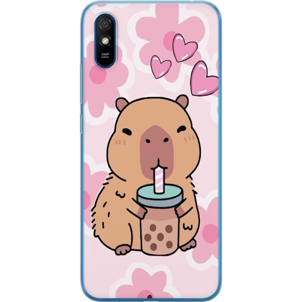 Xiaomi Redmi 9A Gennemsigtig cover Kawaii Capybara Hjerte Anime Stil Sød Design Dyremotiv TikTok Populær Gave Pige