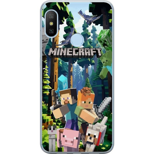 Xiaomi Mi A2 Lite Läpinäkyvä kuori Minecraft-matkapuhelinkotelo metsällä ja pikselityylisillä hahmoilla