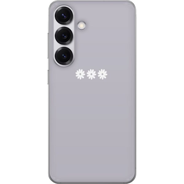 Samsung Galaxy S25 Genomskinligt Skal Lila Blomminimalism – stilrent blommotiv på lila bakgrund