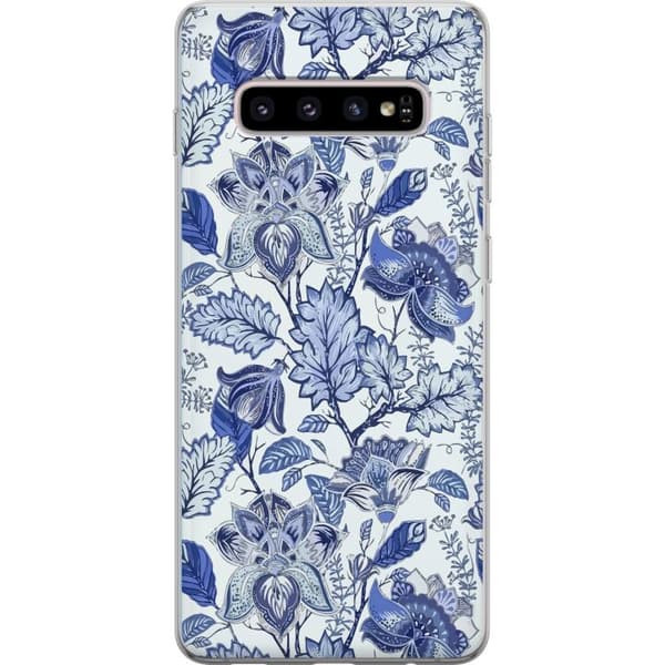 Kompatibelt Mobilskal till Samsung Galaxy S10+ Blommor Blå...