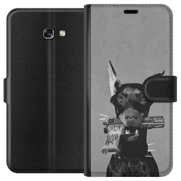 Samsung Galaxy A3 (2017) Lompakkokotelo Harmaa Koira Graafinen Suunnittelu Kovan Eläinaiheen Katutaide Urbaani Trendi Koiran Ystävä Tyyli Suosittu