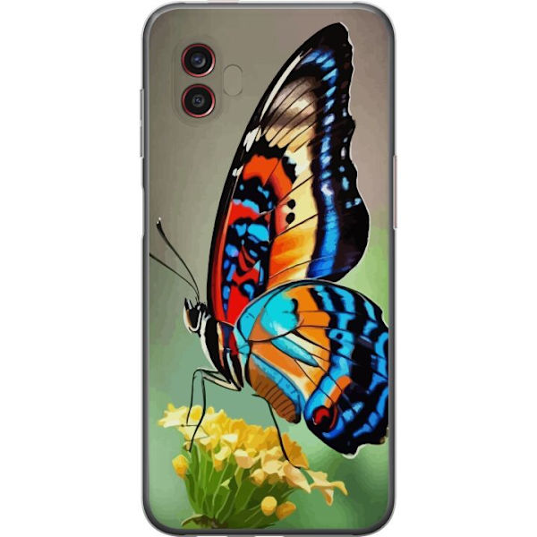 Samsung Galaxy Xcover6 Pro Genomskinligt Skal Fjäril Natur Sommar Motiv Vingar Färgstark Design Populär Dekor Grafiskt Exotiskt Tema