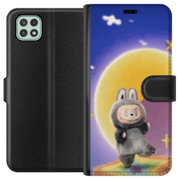 Samsung Galaxy A22 5G Tegnebogsetui Labubu Neon Pop - Neonfarvet pop art monster
