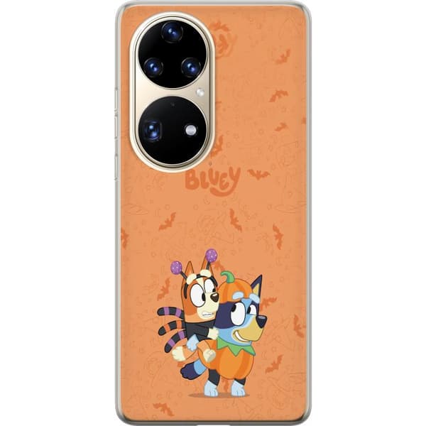 Kompatibelt Mobildeksel til Huawei P50 Pro Tegnede hunder utkledd til Halloween med gresskar, flaggermus og heksehatter oransje