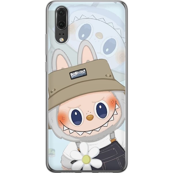 Huawei P20 Läpinäkyvä kuori Labubu hattuineen - Pop Mart -hahmo Mr. Butcher retrotyylillä ja luonteella