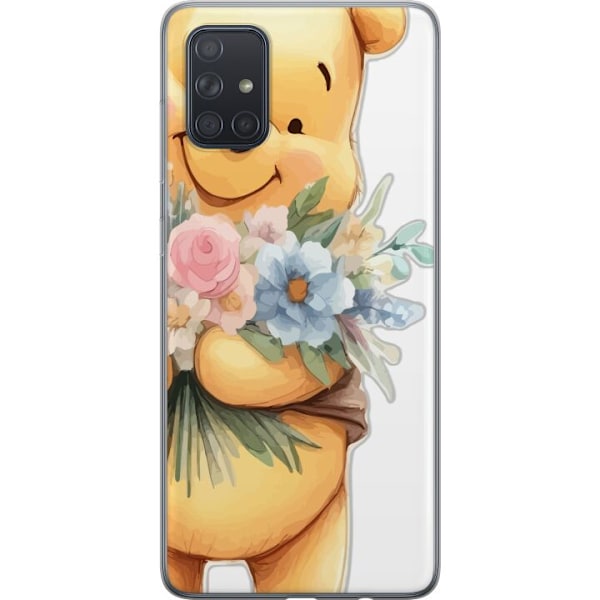 Samsung Galaxy A71 Gennemsigtig cover Nalle Puh med blomster -
