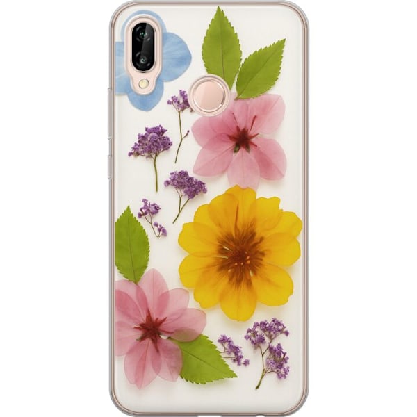 Huawei P20 lite Genomskinligt Skal Pressade blommor