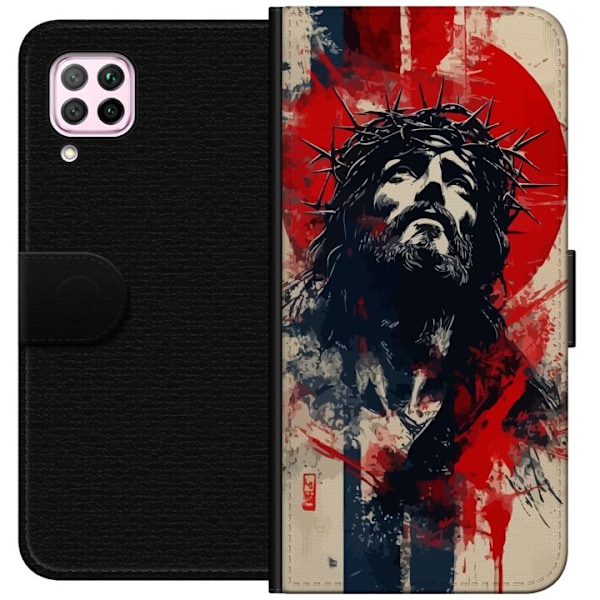 Huawei P40 lite Lompakkokotelo Jeesus ristillä - kristillinen