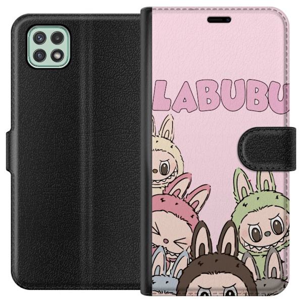 Samsung Galaxy A22 5G Plånboksfodral Labubu Pop Mart Karaktärer Figurer Samlarobjekt Populär Figurserie Design Pop Mart Toy Art Motiv