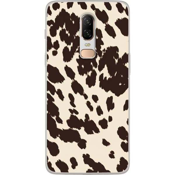 Kompatibelt Mobilskal till OnePlus 6 Beige djurfläckar beige