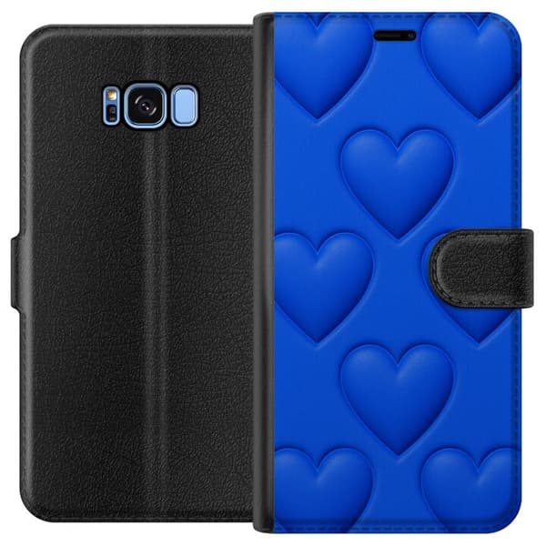 Kompatibel Tegnebogsetui til Samsung Galaxy S8 Blå Hjerter