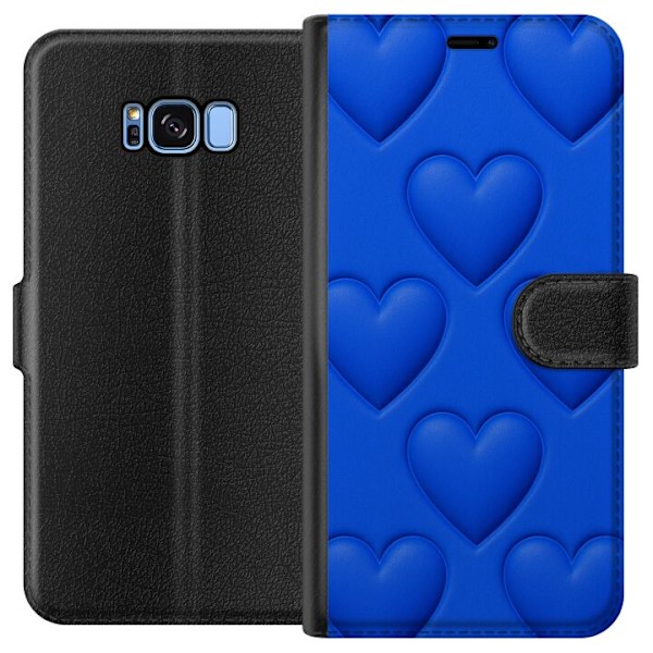 Samsung Galaxy S8 Lompakkokotelo Siniset Sydämet