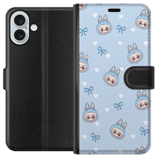 Apple iPhone 16 Plus Plånboksfodral Labubu Fire Spirit – Eldigt monster i rött och orange