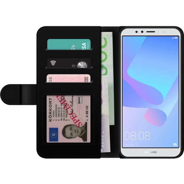 Kompatibel Tegnebogsetui til Huawei Y6 (2018) KATSEYE sort