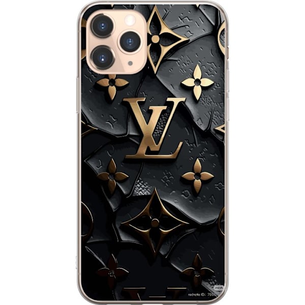 Apple iPhone 11 Pro Genomskinligt Skal Louis Vuitton Dark Mode Design Svart Lyx Stil Fashion Populärt Grafiskt Mönster Modeikon Lyxmärke