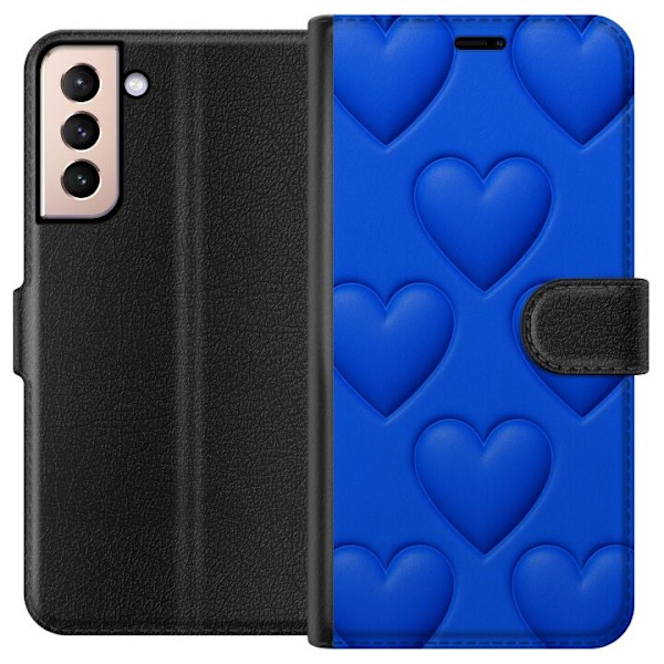 Samsung Galaxy S21 Lompakkokotelo Siniset Sydämet