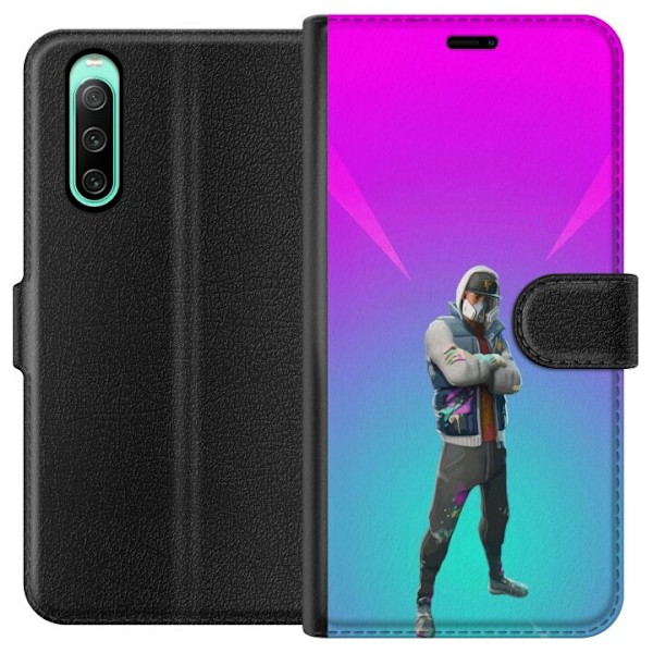 Sony Xperia 10 IV Tegnebogsetui sort ridder fortnite