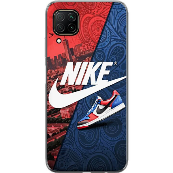 Huawei P40 lite Genomskinligt Skal Nike Logotyp Röd Blå Sneaker Stil Sport Fashion Populärt Swoosh Motiv Träningskläder Grafisk Ikon