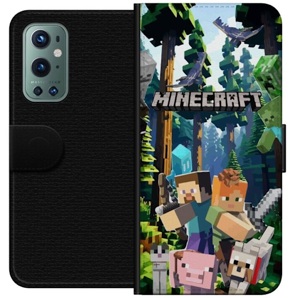 OnePlus 9 Pro Lompakkokotelo Minecraft-matkapuhelinkotelo metsällä ja pikselityylisillä hahmoilla