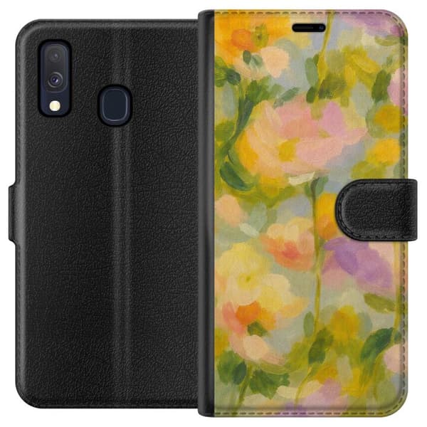 Kompatibel Tegnebogsetui til Samsung Galaxy A40 Bløde sommerblomster i drømmende pastelharmoni