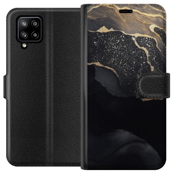 Samsung Galaxy A42 5G Lompakkokotelo Musta kulta abstrakti