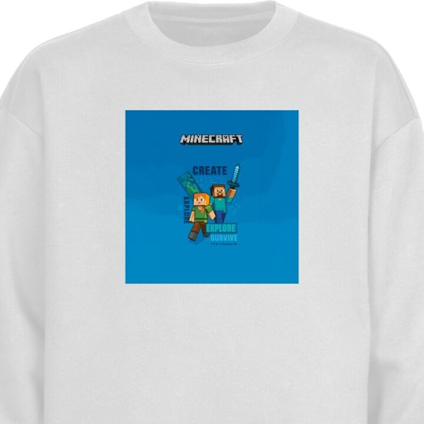 Sweatshirt för Vuxen | Klassisk Collegetröja Minecraft Caves vit M