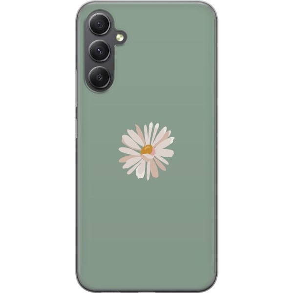 Samsung Galaxy A15 5G Läpinäkyvä kuori Vihreä Minimalikukka - tyylikäs kukka vihreällä taustalla