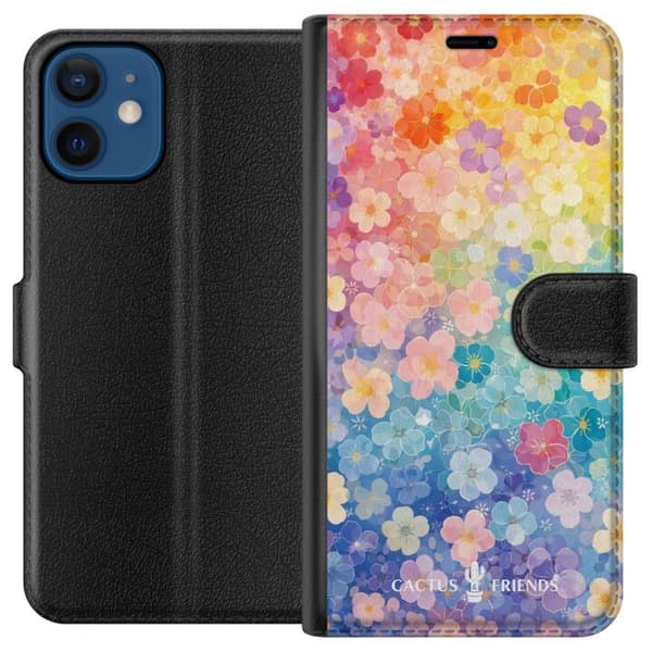 Kompatibel Tegnebogsetui til Apple iPhone 12 mini Kaktus og venner – RainbowBloom
