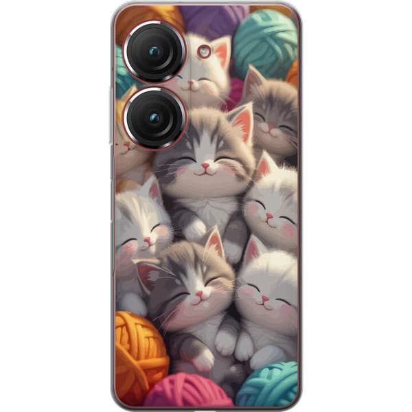 Kompatibelt Mobilskal till Asus Zenfone 9 Sovande kattungar beige