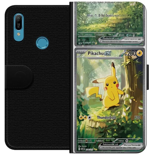 Kompatibelt Plånboksfodral till Huawei Y6 (2019) Pikachu grön