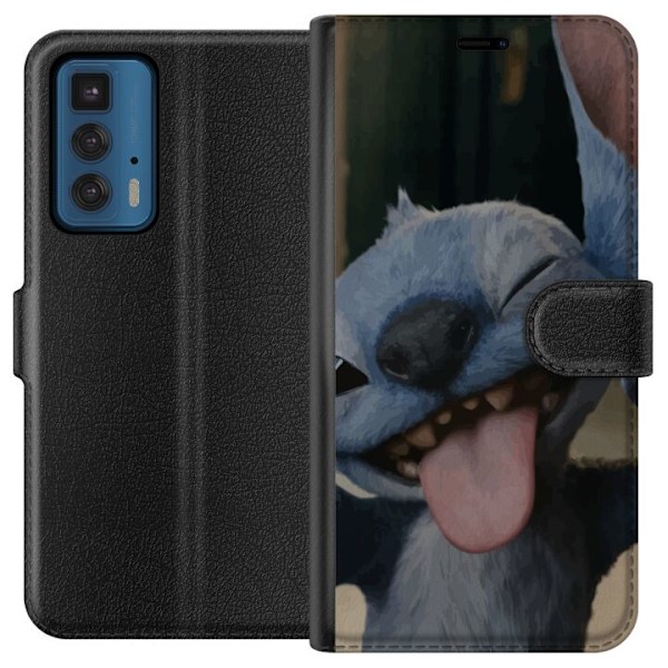 Motorola Edge 20 Pro Lompakkokotelo Stitch Söpö Alien - Sininen Suosikki Ulkoavaruudesta