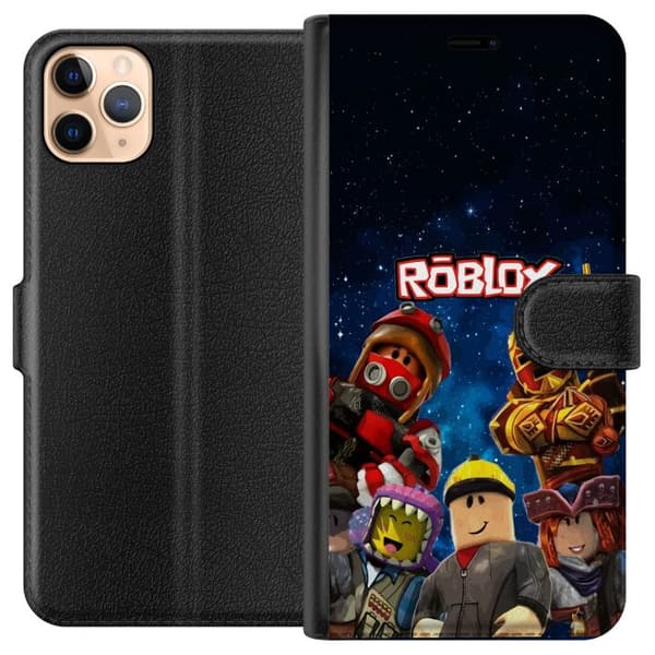 Kompatibel Tegnebogsetui til Apple iPhone 11 Pro Max Roblox rumfigurer spilkarakterer stjernenhimmel spil blå