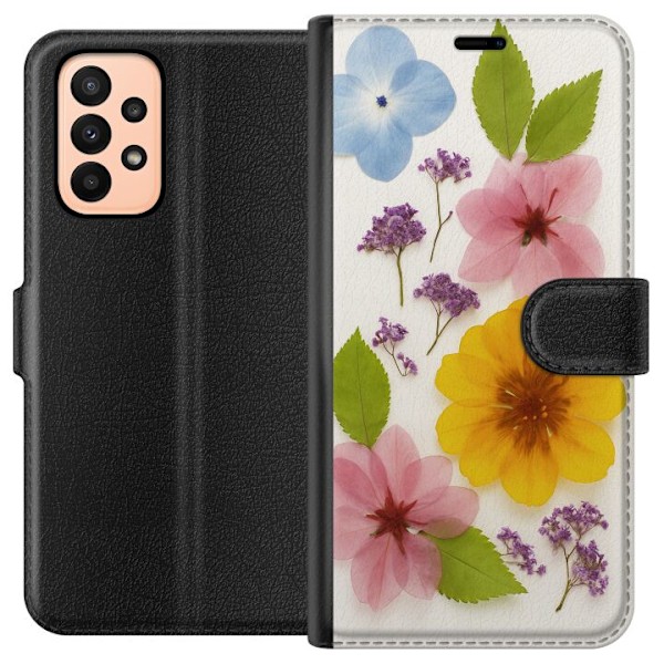 Samsung Galaxy A23 Tegnebogsetui Pressede blomster