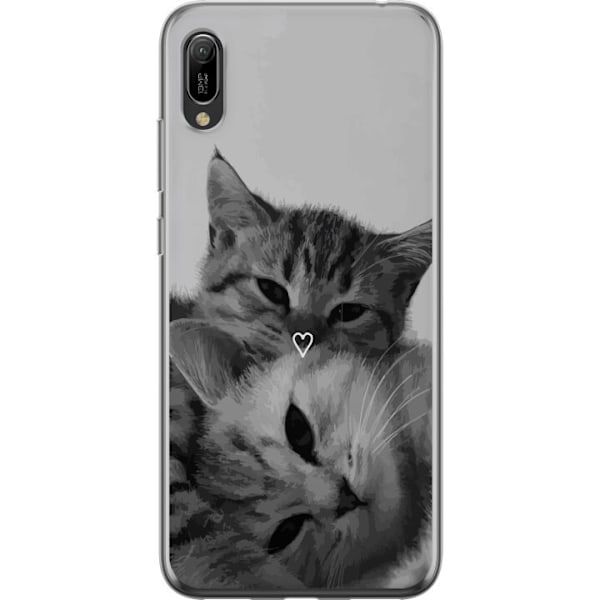 Huawei Y6 Pro (2019) Genomskinligt Skal Katt Hjärta