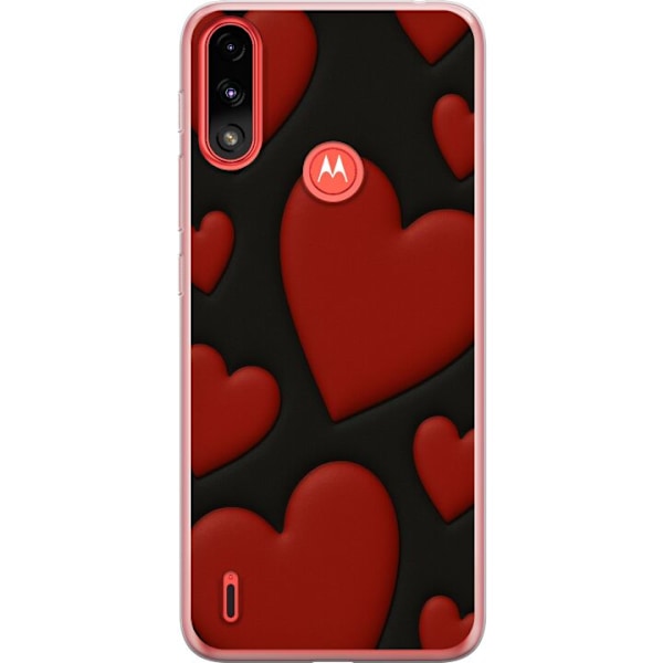 Motorola Moto E7 Power Läpinäkyvä kuori Punaiset Samettisyd