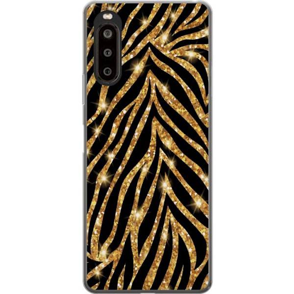Sony Xperia 10 II Gennemsigtig cover Guld & Glitter