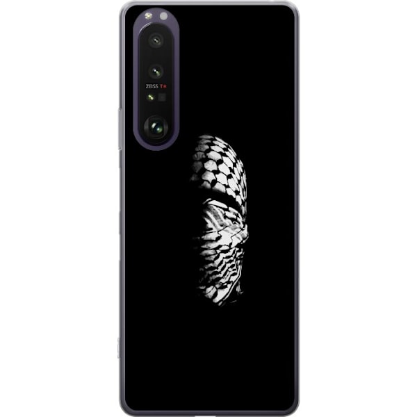 Sony Xperia 1 III Läpinäkyvä kuori Keffiyeh-kuviointi - klassinen palestiinalainen mustavalkoinen shaali, jolla on kulttuurinen merkitys