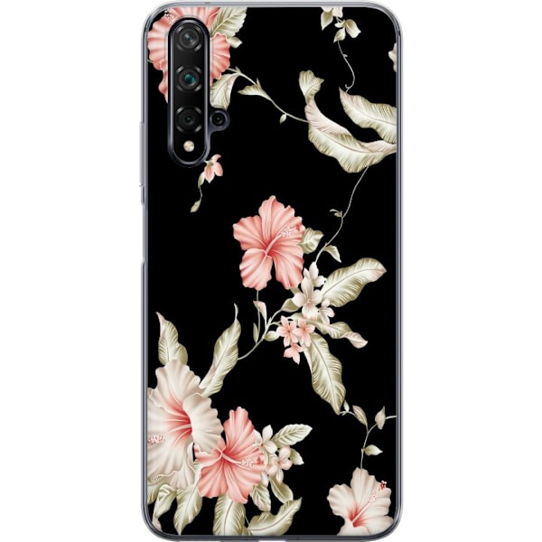 Huawei nova 5T Genomskinligt Skal Floral Pattern Black