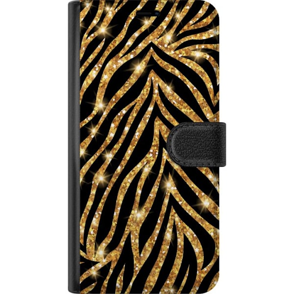Apple iPhone 13 Tegnebogsetui Guld & Glitter