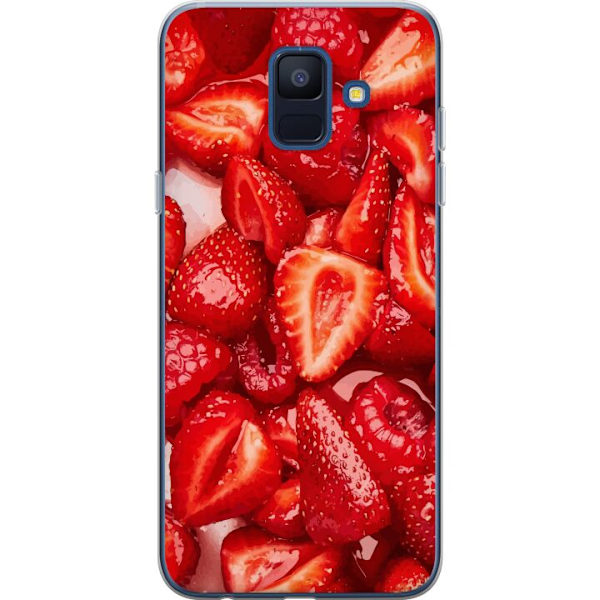 Samsung Galaxy A6 (2018) Genomskinligt Skal Jordgubbsmönster