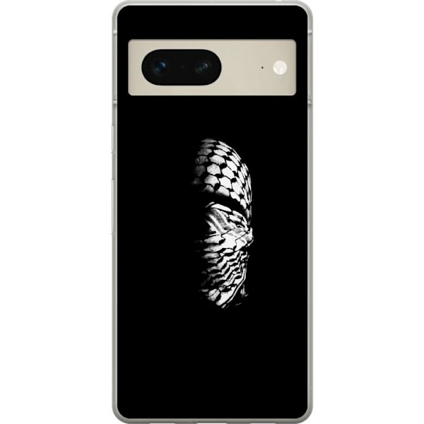 Google Pixel 7 Läpinäkyvä kuori Keffiyeh-kuviointi - klassinen palestiinalainen mustavalkoinen shaali, jolla on kulttuurinen merkitys