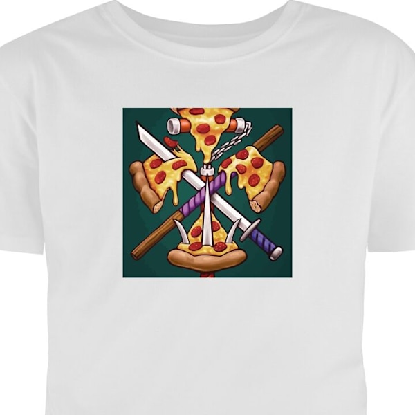 Børne T-shirt | Behagelig T-shirt til Børn Pizza hvid 2-3 År