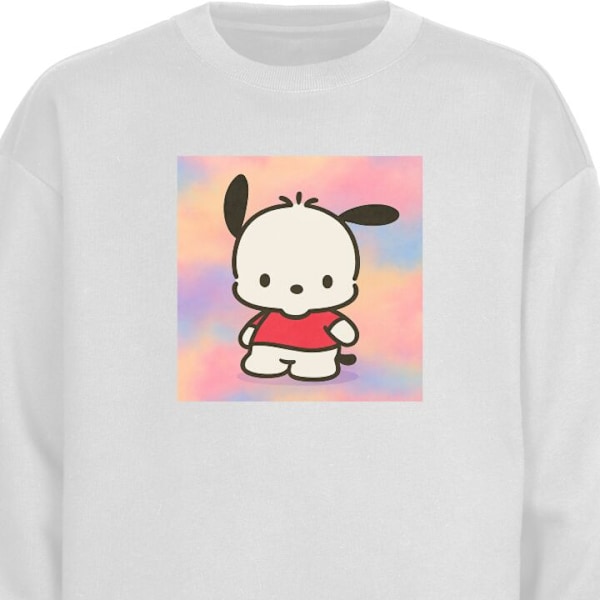 Sweatshirt til Voksne | Klassisk Collegebluse Kawaii Sanrio Po hvid M